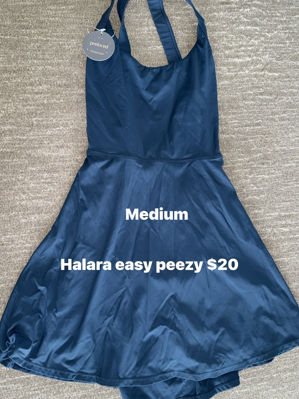 HALARA Navy Blue Halter A-Line Mini Dress